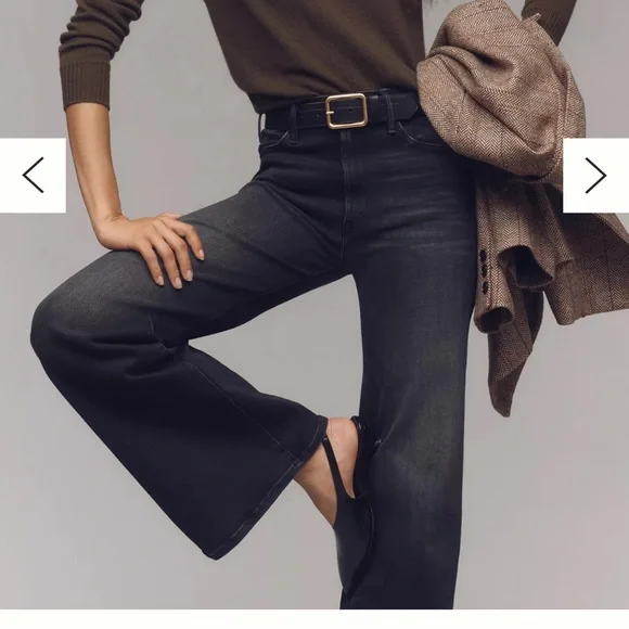 Mother the Hustler Roller High Rise Women's Black Flared Jeans - Picture 3 of 7